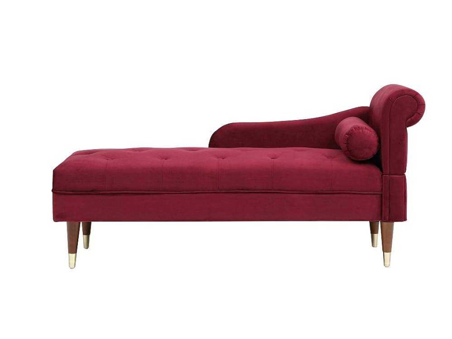 Vente-unique Chaise Longue | Linkse Chaise Longue Van Bordeaux-Rood Velours Umari