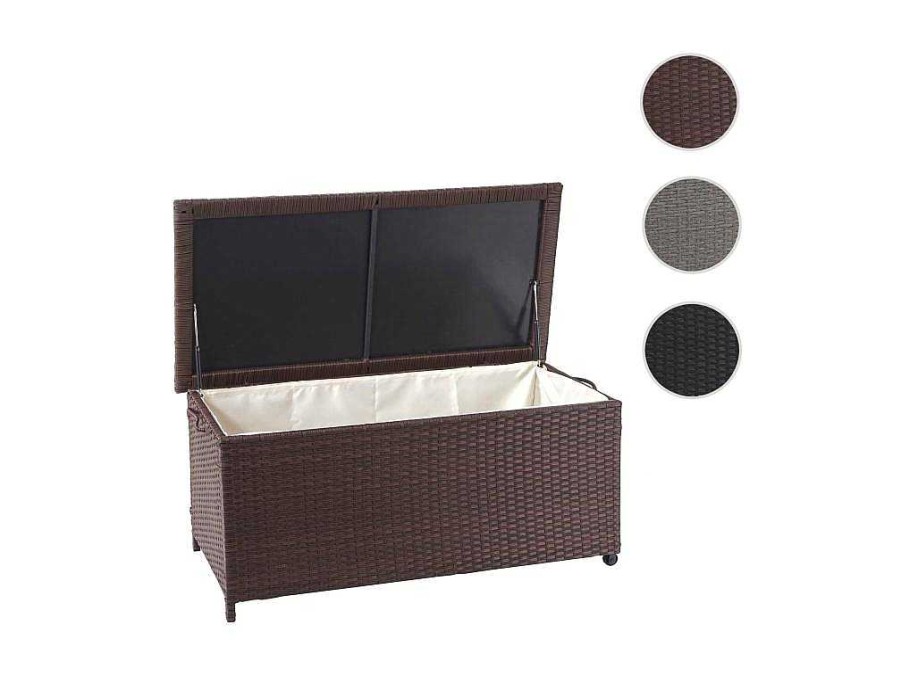 Vente-unique Tuinopslag | Kussenbox Van Polyrattan Mcw-D88 Iii, Premium Bruin, 51X100X50Cm 170L