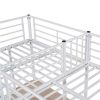 Vente-unique Kinderbed Hoogslaper | 2-Zits Tussenbed - 2 X 90 X 200 Cm - Met Hoekbureau En Ladders - Metaal - Wit