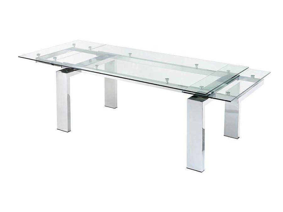 Vente-unique Eettafel | Uitschuifbare Eettafel Lubana - Gehard Glas En Metaal - 8 Tot 10 Personen