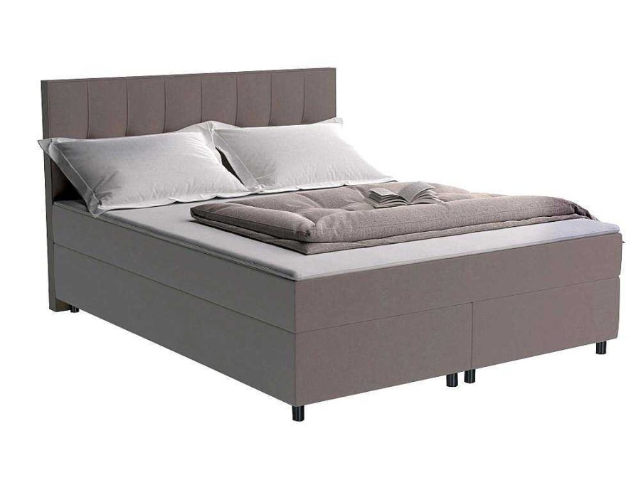 Ysmée Boxspringbed | Set Boxspring En Matras Met Hoofdeinde + Lattenbodem + Matras + Dekmatras Siero Van Ysmee - 160 X 200 Cm - Stof - Grijs