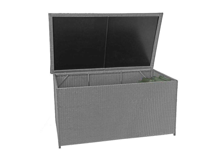 Vente-unique Tuinopslag | Kussenbox Van Polyrattan Mcw-D88 Iii, Basic Grijs, 80X160X94Cm 950L