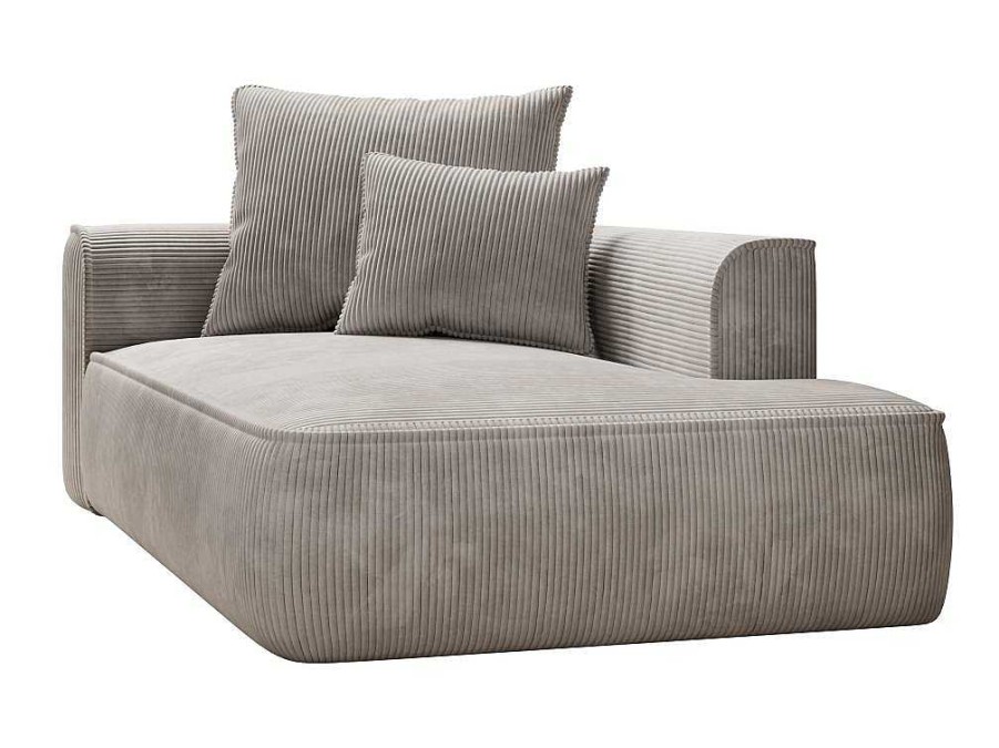 Vente-unique Chaise Longue | Chaise Longue Met Hoek Rechts Van Beige Ribfluweel Pineta