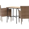 Vente-unique Loungeset | Holmbeck Tuinmeubelset Tafel, 2 Stoelen Naturel.