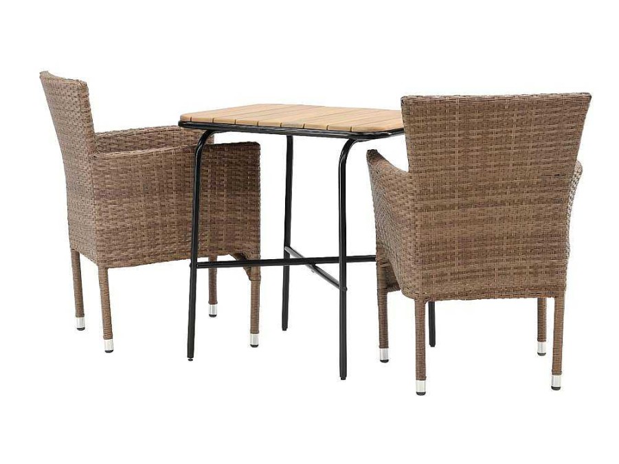 Vente-unique Loungeset | Holmbeck Tuinmeubelset Tafel, 2 Stoelen Naturel.