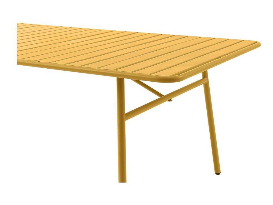 MYLIA Tuinset | Tuintafel D160 Cm Van Metaal - Mosterdgeel - Mirmande Van Mylia