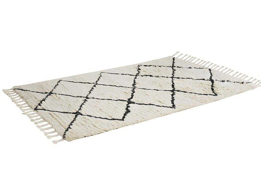 OZAIA Woonkamertapijt | Tapijt Berberstijl Marcus - 100% Wol - 120 X 170 Cm - Beige En Zwart