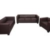 Vente-unique Set Zitbank + Fauteuil | 3-2-1 Bankstel Lille (3-Delig), Kunstleer, Koffie