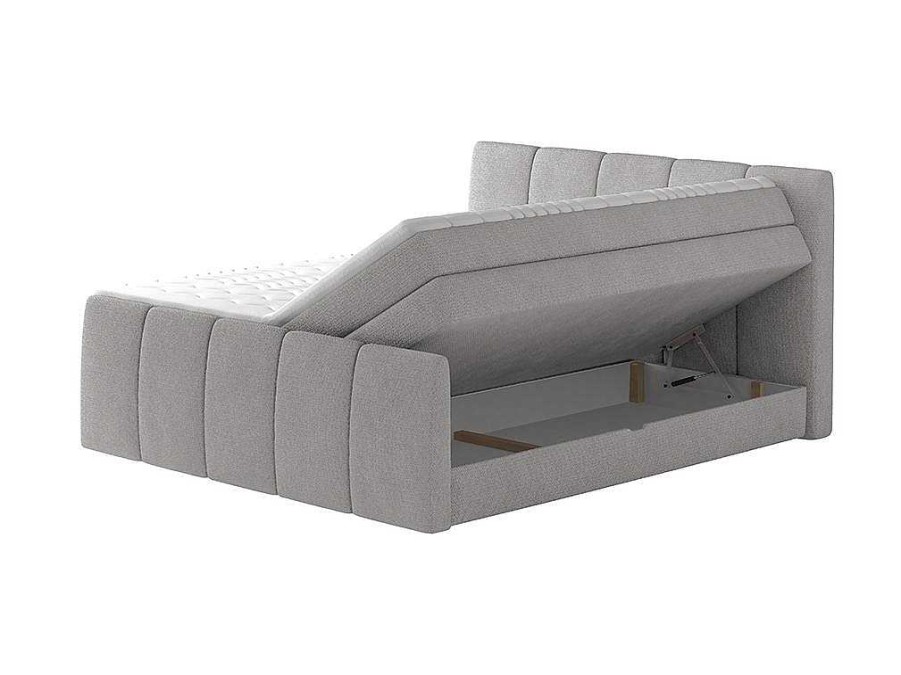 Palacio Boxspringbed | Complete Set Boxspring Met Verstelbaar Hoofdeinde + Bedbodem-Kist + Matras + Dekmatras Verone - Lichtgrijs - 160X200 Cm