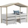 Vente-unique Kinderbed | Hutbed Sarosi Met Laden - 90 X 190 Cm - Linden - Wit En Eiken