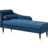 Vente-unique Chaise Longue | Chaise Longue Rechts Van Blauwgroen Velours Umari