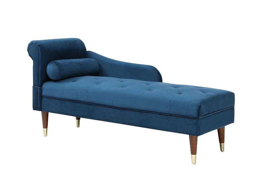 Vente-unique Chaise Longue | Chaise Longue Rechts Van Blauwgroen Velours Umari