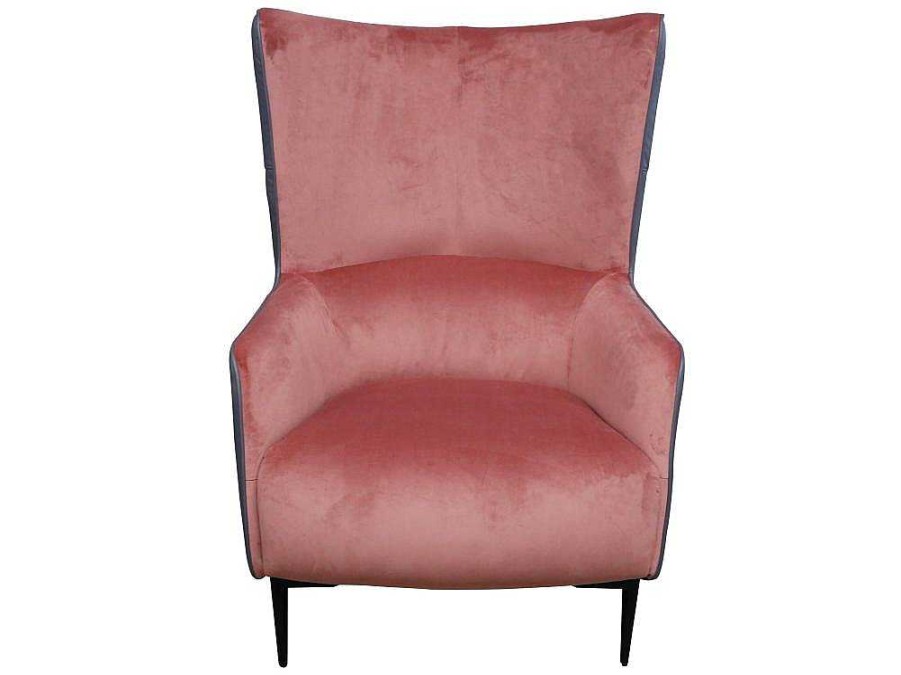 Vente-unique Fauteuil Stof Fluweel / Suedine | Fauteuil Van Roze Fluweel En Antraciet Structuur Mendocino