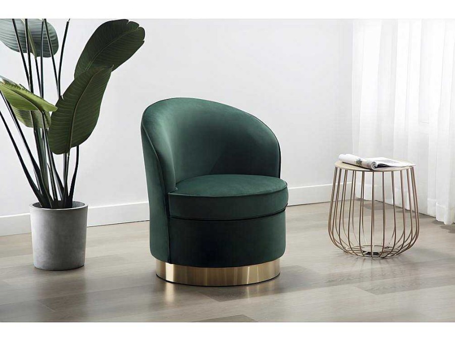 Vente-unique Fauteuil Stof | Fauteuil Sanela Van Fluweel - Spargroen