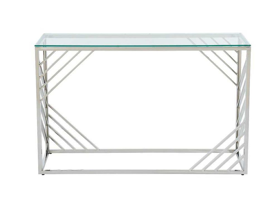 PASCAL MORABITO Sidetable | Sidetable Van Gehard Glas En Roestvrij Staal - Chroom - Simato - Van Pascal Morabito