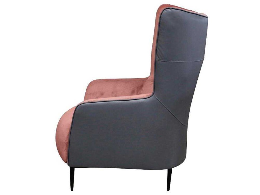 Vente-unique Fauteuil Stof Fluweel / Suedine | Fauteuil Van Roze Fluweel En Antraciet Structuur Mendocino