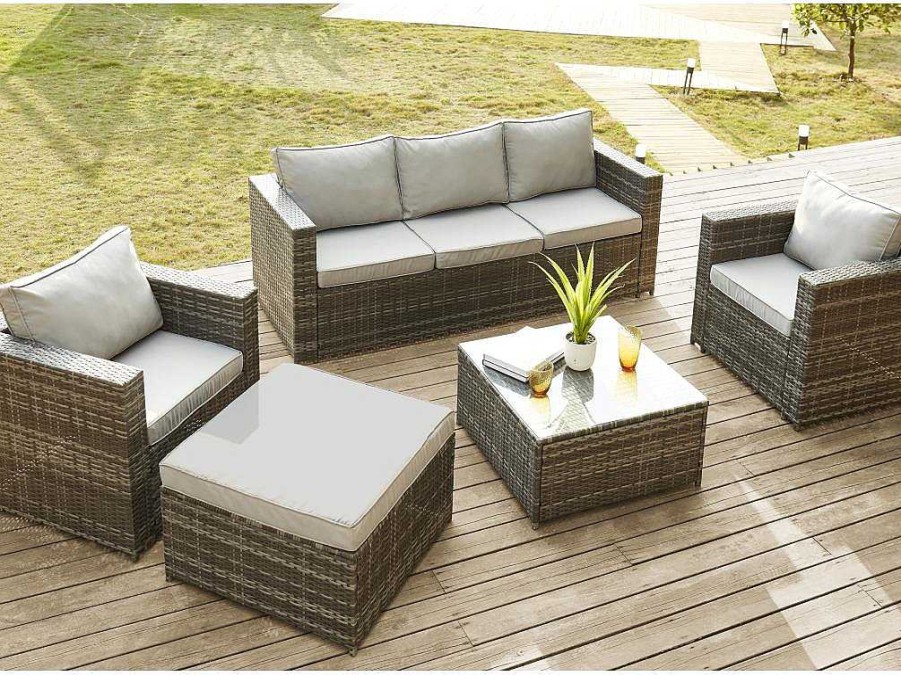 MYLIA Loungeset | Set Van 2 Tuinstoelen Van Geweven Hars - Grijs - Anori