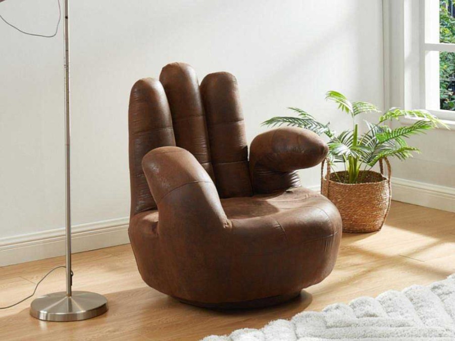 Vente-unique Handstoel | Fauteuil Draaibaar Catchy Van Microvezel Met Verouderd Effect