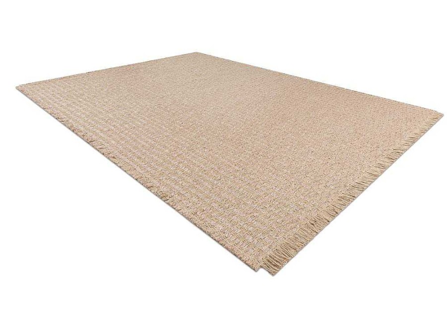 RugsX Klein Tapijt | Tapijt Jute 3650 Beige Een Kleur - Jute, Platgeweven, Franjes 140X190 Cm