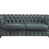 LINEA SOFA Bankstel 3+2 | Chesterfield Zitbank 3 + 2 Plaatsen Brenton 100% Buffelleer - Spaans Groen