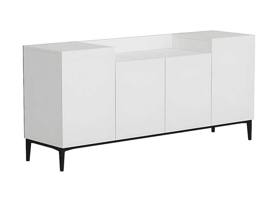 Homemania Buffetkast | Ellaria Multifunctioneel Kabinet, Wit, Zwart, 160X42X75 Cm, Epikasa