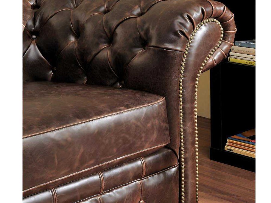 Vente-unique Bankstel 3+2 | Driezits- En Tweezitsbank Chesterfield Clotaire Van 100% Leer Met Lived-In Aspect