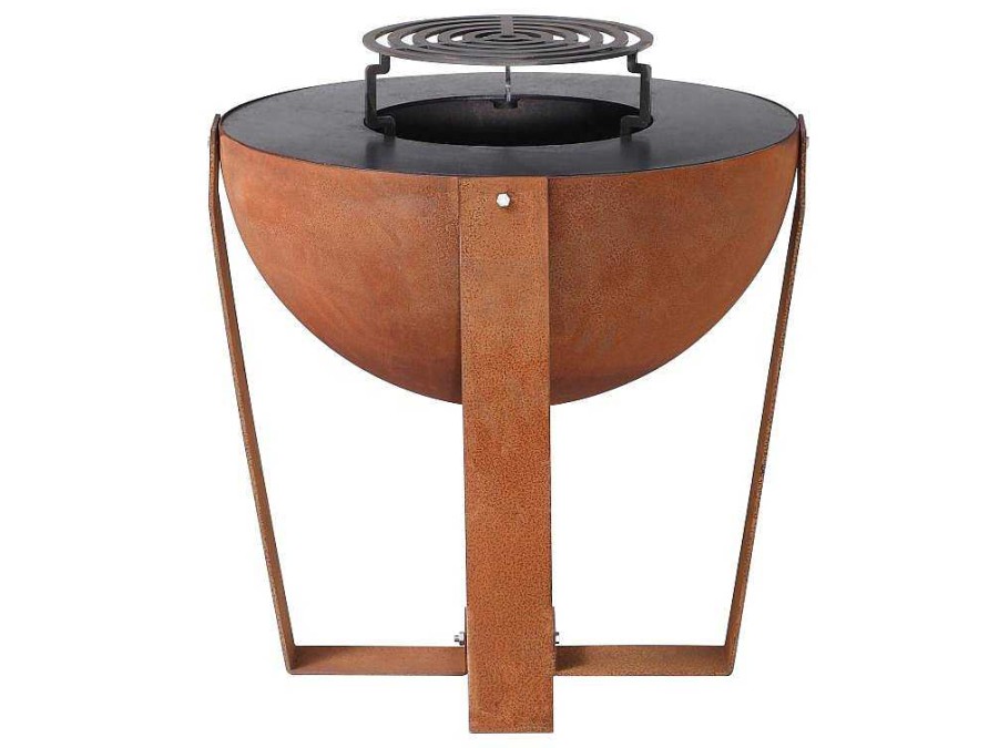 Vente-unique Buitenkeuken | Vuurkorf, Barbecue En Plancha 3 In 1 Van Staal Corten L70 X H80 X D70 Cm - Grezio