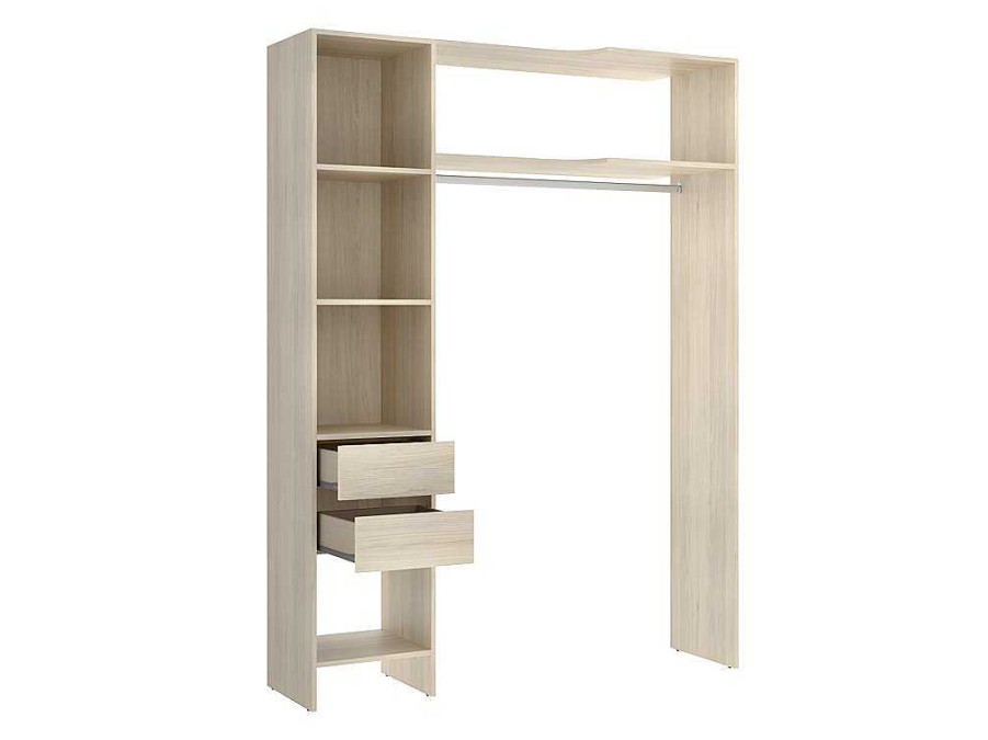 Vente-unique Kledingkast | Verstelbare Kledingkast Gontran - L164 / 214 Cm - Eiken En Grijs