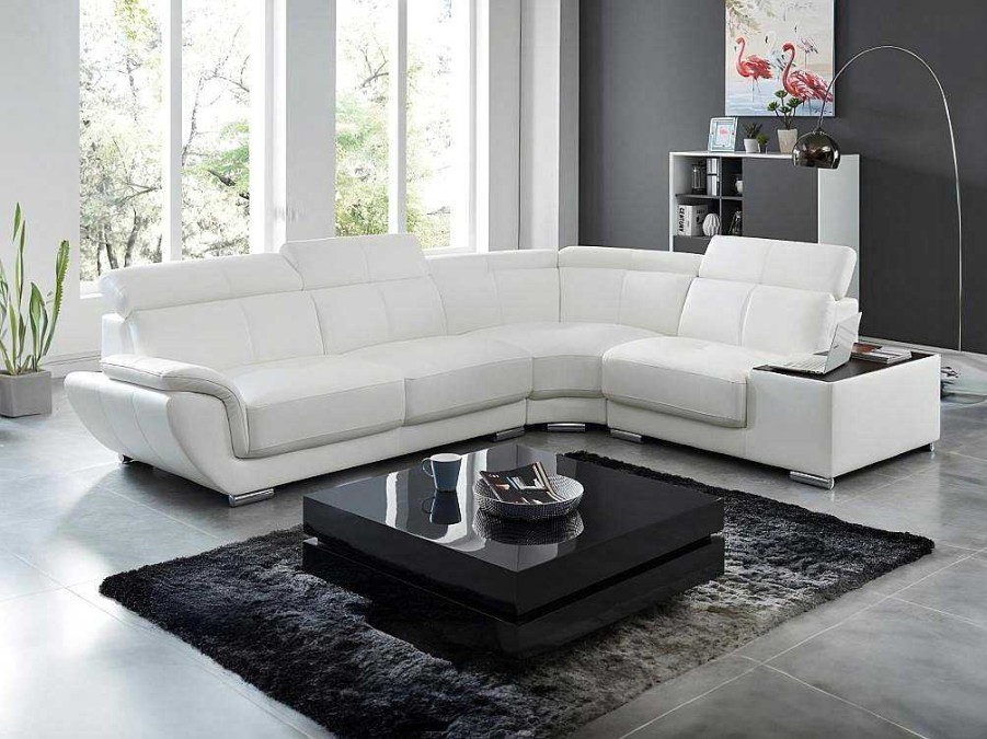 LINEA SOFA Leren Zitbank | Hoekbank Van Leer Nahia - Wit - Hoek Rechts