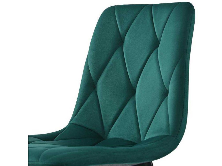 ModernLuxe Stoel | Set Van 4 Velvet Stoelen - Metalen Structuur - Ruitpatroon - Groen