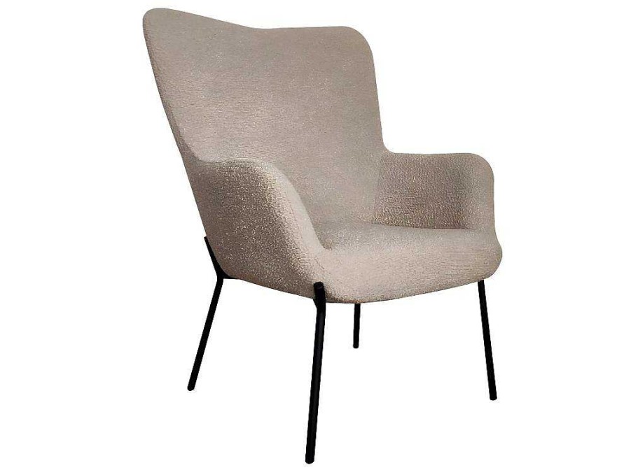 Vente-unique Fauteuil Met Holle Rugleuning | Glasgow Fauteuil Boucle Bruin.