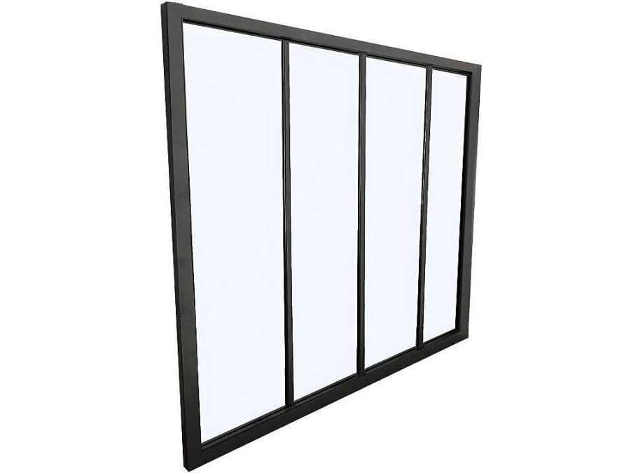 Vente-unique Glazen Binnenraam | Hoekraam Werkplaats Van Gepoedercoat Aluminium - L120 X B60 X H130 Cm - Zwart - Bayview