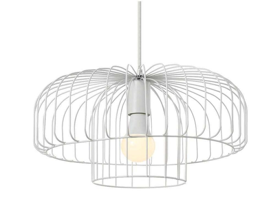 OZAIA Hanglamp | Hanglamp Met Draadstructuur Met Design-Stijl Van Metaal - D40 X H130 Cm - Wit - Andromaque