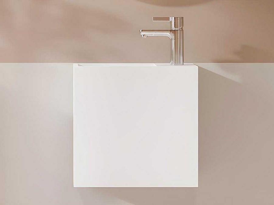 Shower & Design Muurkast Badkamer | Wastafel Van Solid Surface Met Nis - Wit - 40 Cm - Pumori