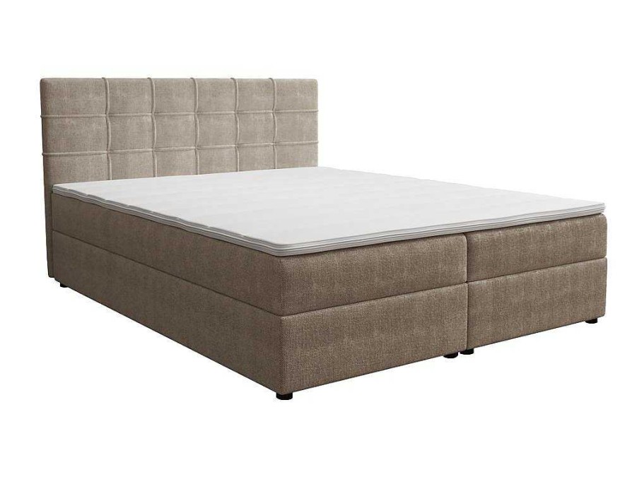 Ysmée Boxspringbed | Set Bed Met Hoofdbord Met Capitons + Bedbodem Met Opbergruimte + Matras+ Dekmatras- 180 X 200 Cm - Stof - Taupegrijs - Kida Van Ysmee