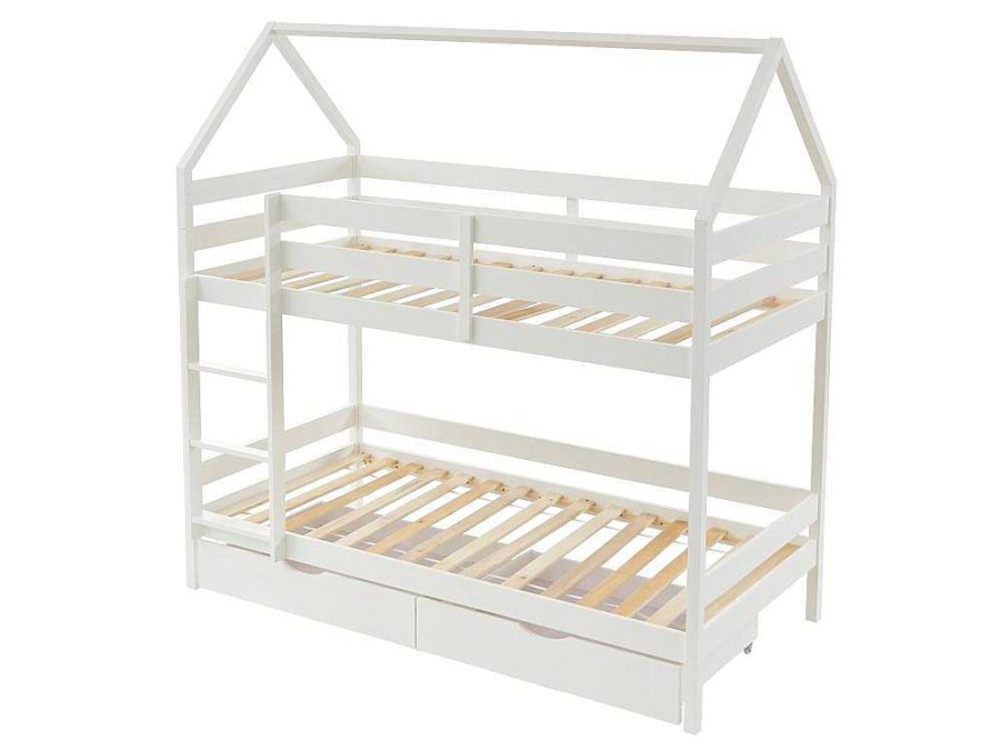 Vente-unique Kinderbed Stapelbed | Stapelbed 2 X 90 X 190 Cm - 2 Laden - Grenen - Wit - Chori