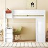 ModernLuxe Kinderbed Hoogslaper | Mezzaninebed 90X200Cm - Multifunctioneel Kinderbed - Voorzien Van Kledingkast En Bureau - In Massief Grenen - Wit