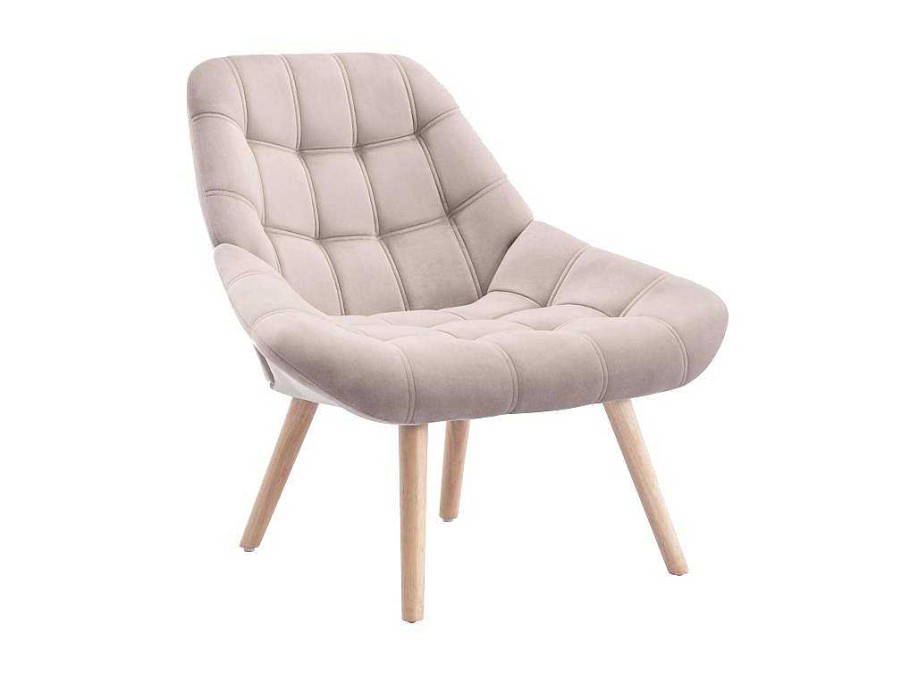 Vente-unique Fauteuil Stof Fluweel / Suedine | Fauteuil Van Beige Fluweel - Luosto