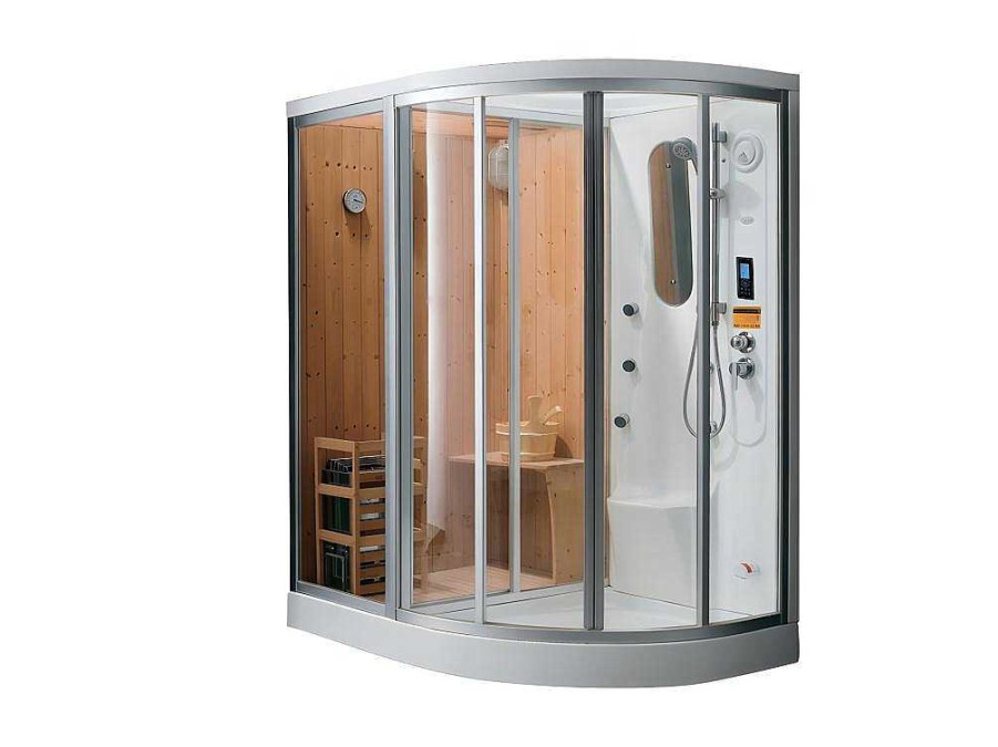 Shower & Design Douchecabine | Hoekdouchecabine Balneo-Hamam-Sauna Haumea - L157Xd110Xh215Cm Linkerhoek