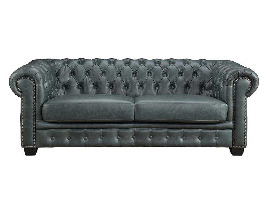 LINEA SOFA Aanbiedingen: Zitbank & Fauteuil | Chesterfield 3-Zitsbank Brenton 100% Buffelleer - Spaans Groen