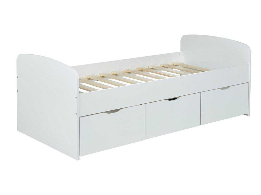 Vente-unique Kinderbed | Bed Louane Met 2 Lades En 1 Opbergruimte - 90 X 190 Cm - Wit