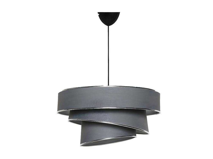 OZAIA Hanglamp | Hanglamp Van Stof En Metaal Met Aanpasbare Hoogte - D40 X H30-70 Cm - Antraciet En Zilverkleurig - Tairon