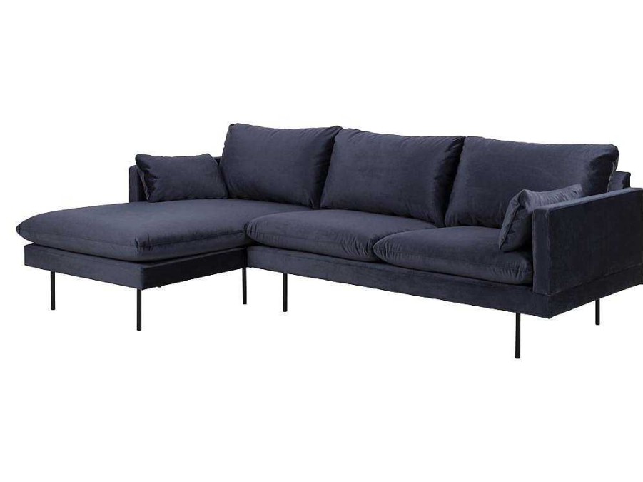 Vente-unique Modulair | Sunny Bank 2 Personen Met Chaise Longue, Naar Links Gericht Donkerblauw.