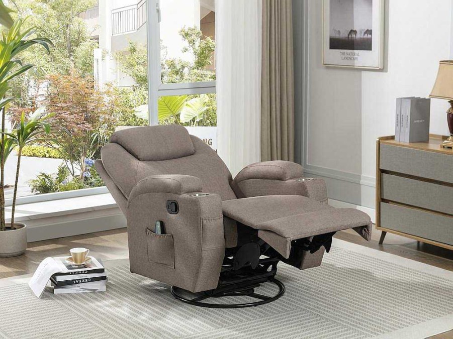 Vente-unique Fauteuil Stof | Massagefauteuil Silvano In Stof - Taupe