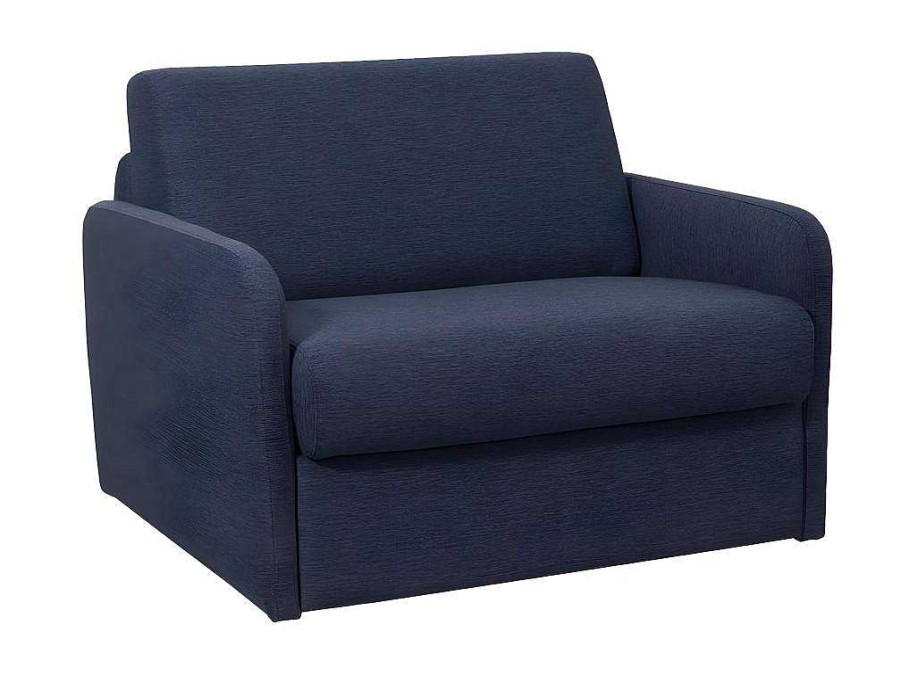 Vente-unique Uitklapbare Fauteuil | Slaapfauteuil Met Matras Van Stof Nadoa - Slaapafmeting 70 Cm - Blauw