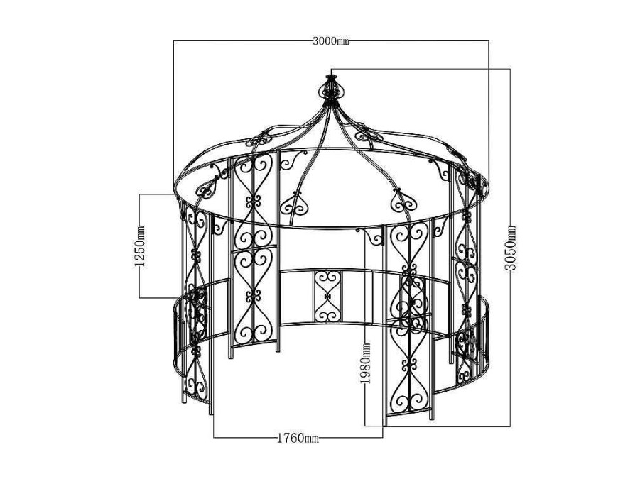 EXPERTLAND Prieel, Pergola, Gazebo En Kiosk | Smeedijzeren Tuinkiosk Van Metaal Tilcara - D300 X H290 Cm - Wit