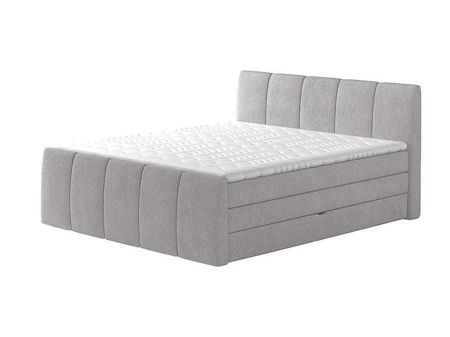 Palacio Boxspringbed | Complete Set Boxspring Met Verstelbaar Hoofdeinde + Bedbodem-Kist + Matras + Dekmatras Verone - Lichtgrijs - 160X200 Cm