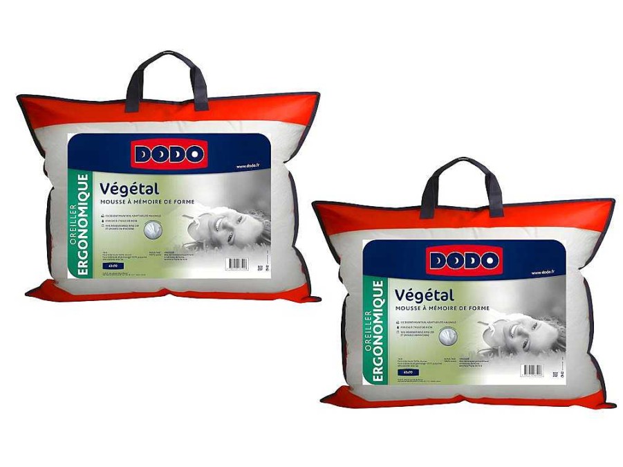 DODO Hoofdkussen | Set 2 Ergonomische Hoofdkussens Met Vormgeheugen Dodo Vegetal - 45X70 Cm