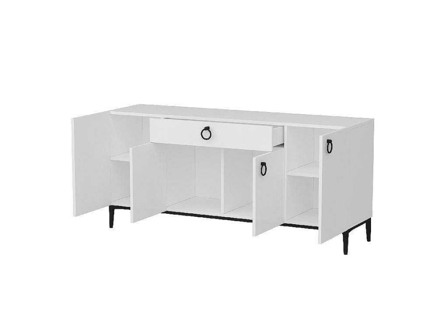 EPIKASA Buffetkast | Gloria Multifunctioneel Kabinet, Wit, Zwart, 160X42X75 Cm, Epikasa