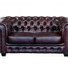 LINEA SOFA Leren Zitbank | Tweezitsbank Chesterfield Brenton 100% Buffelleer - Cherry